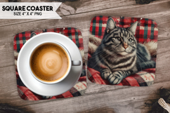 Cute Cat Square Coaster PNG Bundle, Printable Cat Bundle Product Image 11