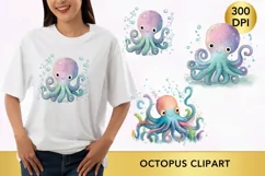 3 PNG octopus clipart, Sea animal clipart Product Image 1