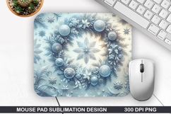 Snowflakes Mouse Pad Sublimation, Christmas Mouse Pad PNG Product Image 1