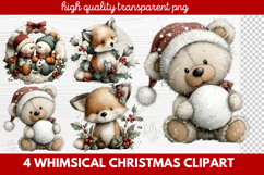 4 Whimsical Christmas Clipart | Cute Holiday PNG Set Product Image 1
