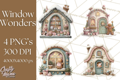Cozy Christmas Village Window Clipart PNG for Crafts Product Image 1