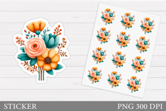 Flowers Sticker Design. Floral Sticker Printable Product Image 1