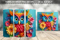 Colorful 3D Owl Butterfly Tumbler Design Product Image 1