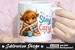 Stay Cozy Highland Cow Sublimation PNG Product Image 1