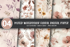 Muted Watercolor Floral Digital Paper Product Image 1