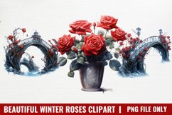 Beautiful Winter Roses Clipart, Christmas Rose Clipart Product Image 1