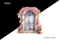 Watercolor Medirerranean Door Clipart Product Image 1
