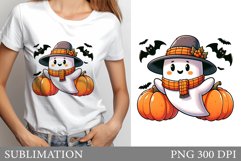 Cute Ghost Sublimation. Cute Ghost T-Shirt Sublimation Product Image 1