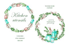 Kitchen utensils watercolor set. Cookbook. Country kitchen. Product Image 10