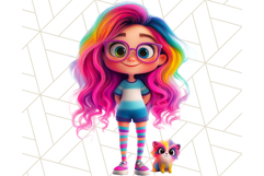 Cute Girl Clipart PNG, Playful Character Illustration Product Image 2