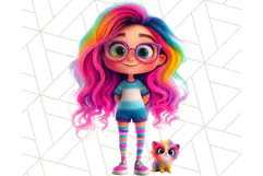 Cute Girl Clipart PNG, Playful Character Illustration Product Image 2
