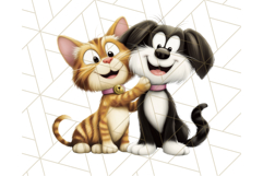 Dog and Cat Friends PNG, Cute Pet Clipart, Funny Animal Art Product Image 2