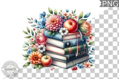 Books Flowers Sublimation- Clipart PNG Design Product Image 1