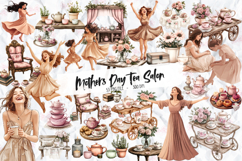 Rustic Tea Salon Mothers Day Clipart Set Of 53 Png Bundle Product Image 1