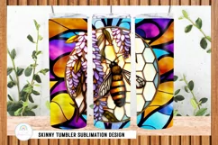 BEE Stained Glass Skinny Tumbler Sublimation Design PNG Product Image 5