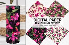 Fuchsia Flowers Pattern Digital Paper- Flowers Background Product Image 1