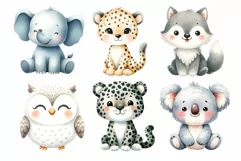 Cute Woodland Animals Watercolor Clipart Product Image 10