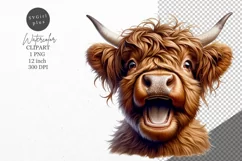 Highland cow clipart, Funny clipart, Farm animals Product Image 1