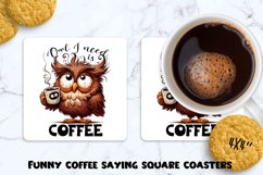 Funny coffee saying square coaster. Sublimation PNG. Product Image 1