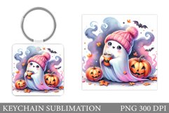 Cute Ghost Keychain Design. Cute Ghost Sublimation Product Image 1
