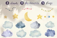 Hot air balloons watercolor with animals, baby art Product Image 6