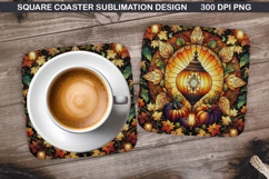 Pumpkin Coaster Sublimation, Halloween Coaster PNG Design Product Image 1