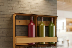 Wall Mounted Wine Rack with Glass Holder Modern Wood Wine Sh Product Image 2