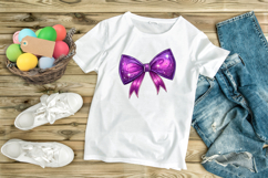 Neon Purple Glow Coquette Bow Clipart Product Image 9