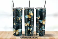 3D Butterflu Neon Tumbler Wrap Sublimation Designs Product Image 2