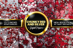chunky red and silver Digital Papers - 04 variations Product Image 1