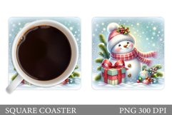 Cute Snowman Coaster Design. Christmas Coaster Sublimation Product Image 1