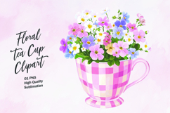 Floral tea cup clipart sublimation Product Image 1