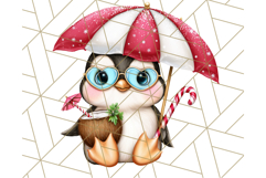 Christmas Penguins The Beach Clipart PNG, Tropical Holiday Product Image 2