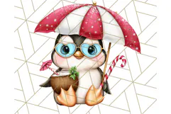 Christmas Penguins The Beach Clipart PNG, Tropical Holiday Product Image 2
