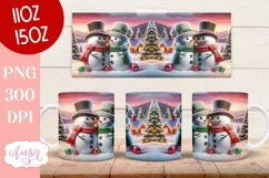 Christmas snowman mug sublimation wrap PNG 11oz 15oz Product Image 3