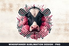 Cow &amp; Flowers Wind Spinner Sublimation Design Product Image 1