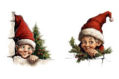 Retro Christmas Peeking Clipart, Set of 20 Png Product Image 5