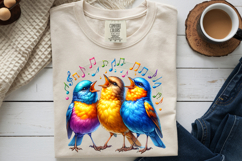 Singing Birds Music Notes PNG, Colorful Choir Sublimation Product Image 9