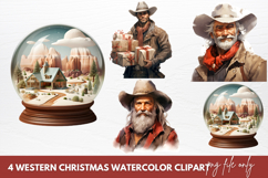 Western Christmas Watercolor Clipart Sublimation Product Image 1