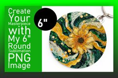 Sparkly Floral Round Design Sublimation Keychain Product Image 1