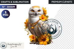 Floral Owl Fantasy clipart, Botanical and Wildlife Graphics Product Image 1