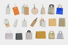 3D Label &amp; Paper Bag Icons Bundle Product Image 2
