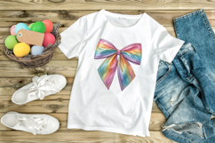 Metallic Shimmer Rainbow Coquette Bow Clipart with Shimmer Product Image 9