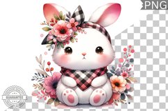 Bunny With Flowers Sublimation - Clipart PNG Design Product Image 1