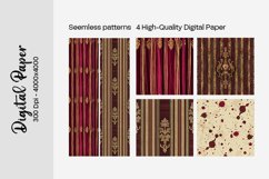 Burgundy Digital Papers | Floral Digital paper Product Image 1