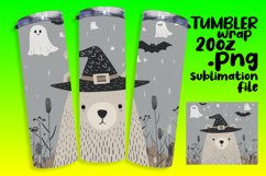 Spooky Bear Tumbler Wrap 20oz Watercolor Halloween Sublimati Product Image 1