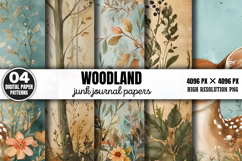 Woodland Junk Journal Digital Paper PNG Product Image 1