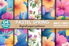 Pastel Spring Flower Pattern Digital Paper Background PNG Product Image 1
