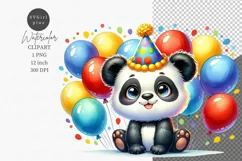 Party animals, Panda clipart, Birthday clipart Product Image 1