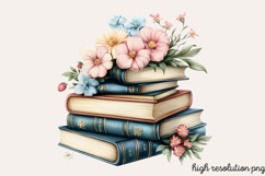 Pastel Cottage Shabby Chic Books Clipart Bundle PNG Product Image 7